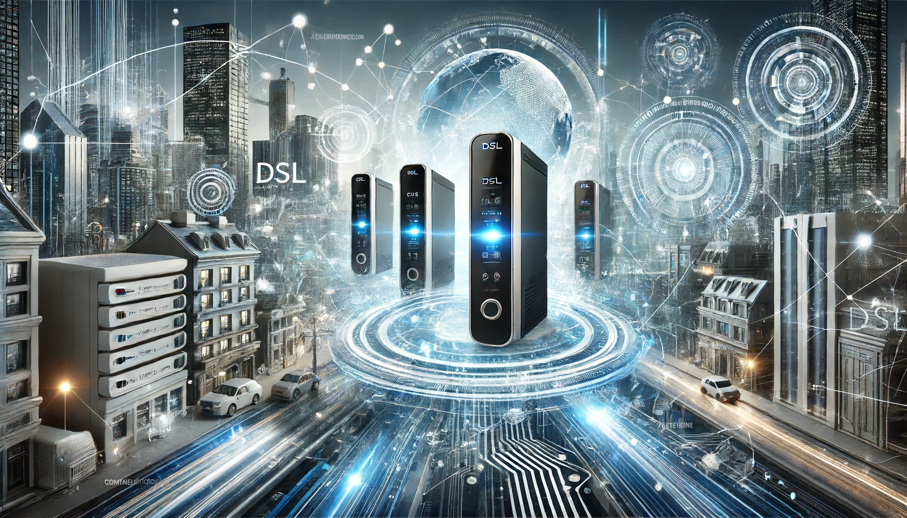 DSL technology, featuring high-tech communication devices